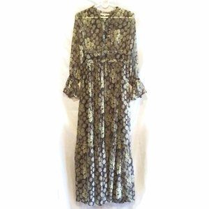 Diab'less Vintage Maxi Dress Floral Print Long Dress Green/Black Size 1